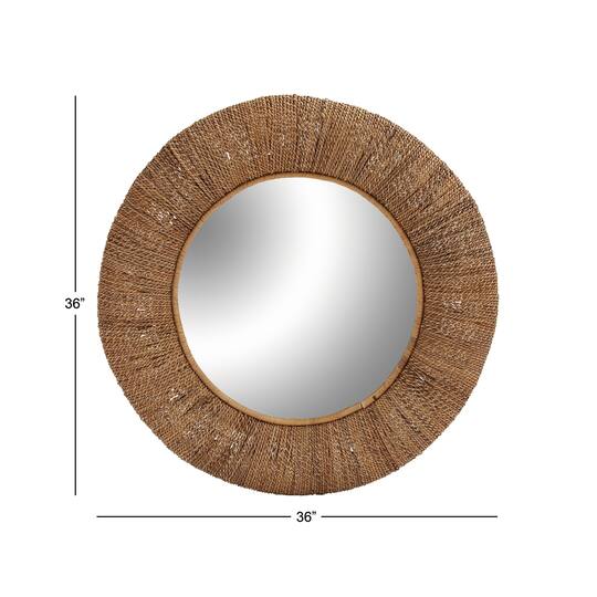 35" Brown Coastal Rattan Wall Mirror